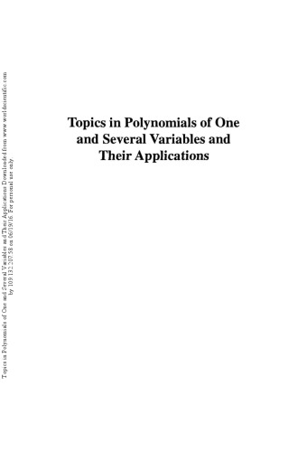 Topics in Polynomials of One and Several Variables and Their Applications: Volume Dedicated to the Memory of P. L. Chebyshev (1821-1894)