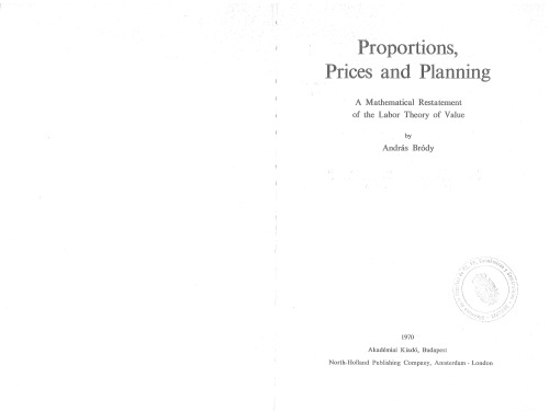 Proportions, Prices and Planning