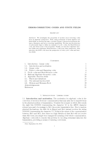 Error-correcting codes and finite fields