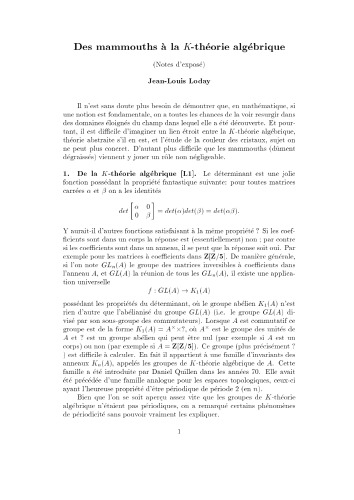 Des mammouths à la K-théorie algébrique