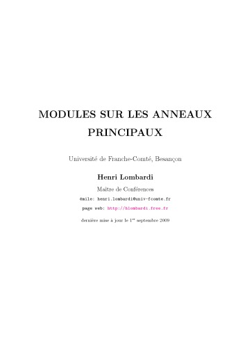 Modules sur les anneaux principaux