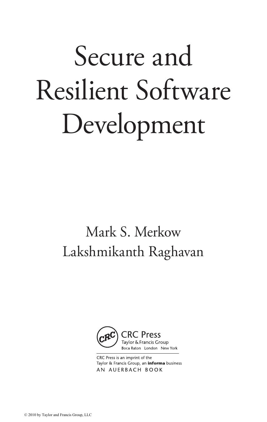 Secure and Resilient Software Development