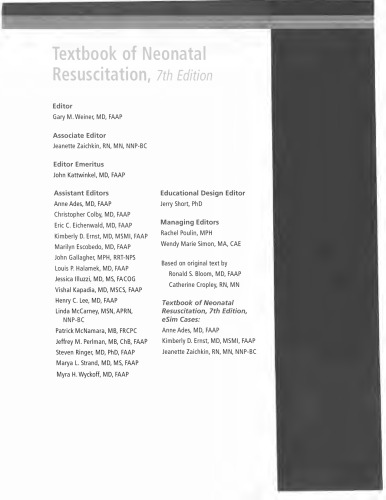 Textbook of Neonatal Resuscitation