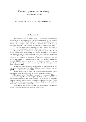 Elementary constructive theory of ordered fields