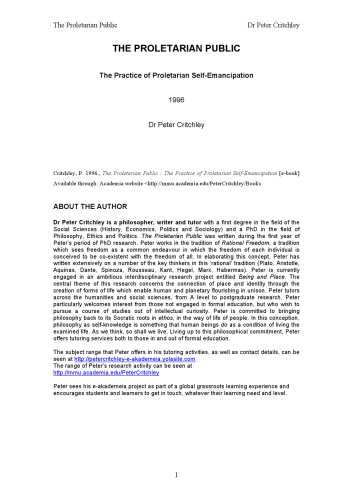 The Proletarian Public - The Practice of Proletarian Self-Emancipation