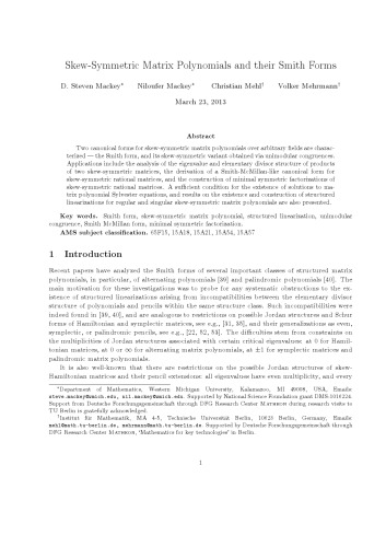 Skew-Symmetric Matrix Polynomials and their Smith Forms