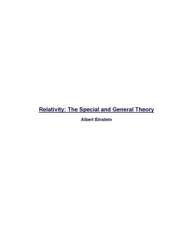 Relativity: the special and general theory