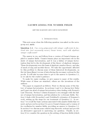 Gauss’s lemma for number fields