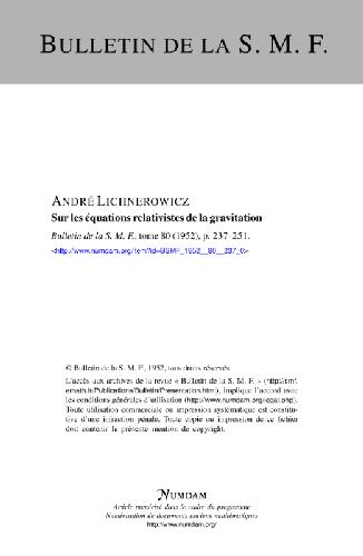 Sur les equations relativistes de la gravitation