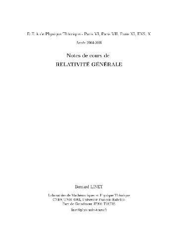 Cours de Relativite generale