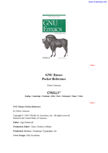 GNU Emacs Pocket Reference