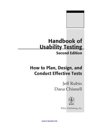 Handbook of Usability Testing, 2nd Edition: Howto Plan, Design, and Conduct Effective Tests