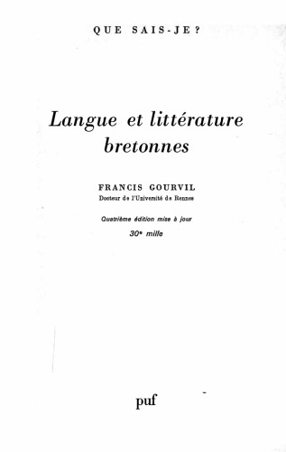 Langue et littérature bretonnes