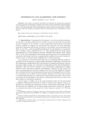 Determinant: old algorithms, new insights