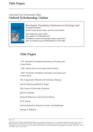 Stochastic Population Dynamics in Ecology and Conservation