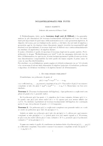 Nullstellensatz per tutti