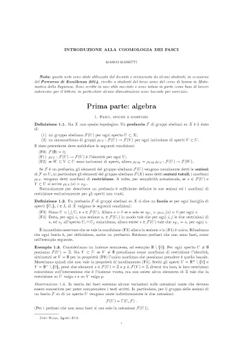 Introduzione alla coomologia dei fasci