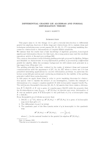 Differential graded Lie algebras and formal deformation theory