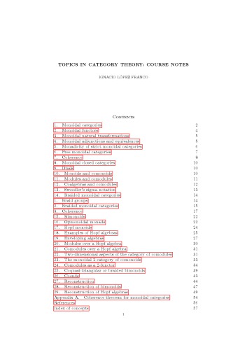 Topics in Category Theory: course notes
