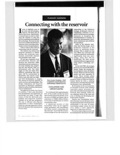 Connecting with the reservoir