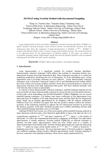 ISOMAP using Nystrom Method with Incremental Sampling