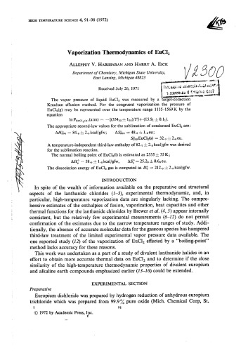 Vaporization Thermodynamics of EuCl2