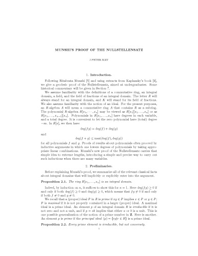 Munshi’s proof of the Nullstellensatz