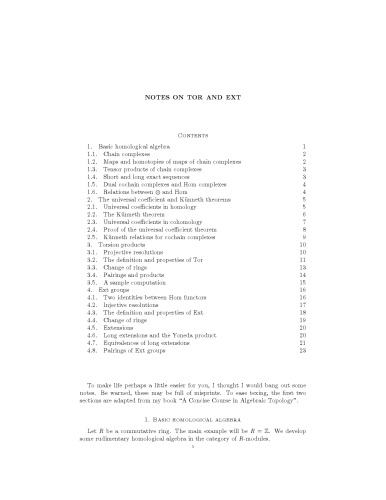 Notes on Tor and Ext