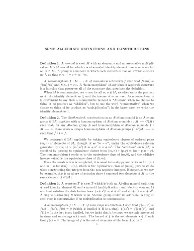 Some algebraic definitions and constructions