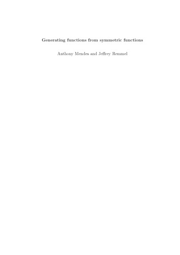 Generating functions from symmetric functions