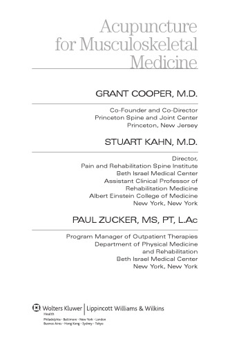 Acupuncture for Musculoskeletal Medicine