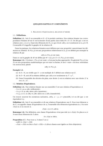 Quelques rappels et compléments [introduction to Algebra notes]
