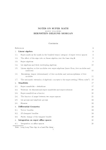 Notes on super math, mostly following Bernstein-Deligne-Morgan