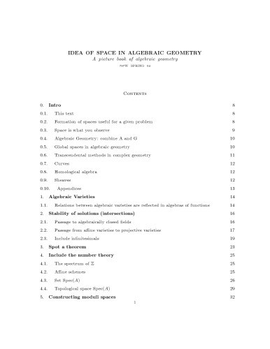 Idea of space in algebraic geometry: a picture book of algebraic geometry