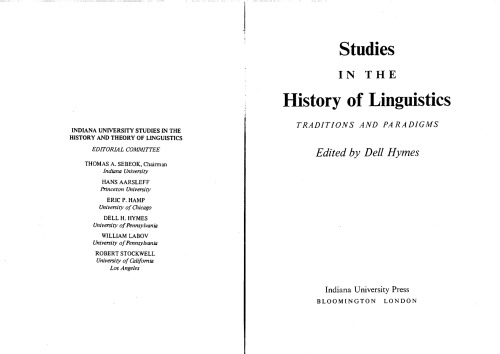 Studies in the History of Linguistics: Traditions and Paradigms