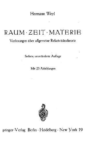 Raum, Zeit, Materie