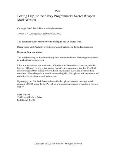 Loving LISP(pdf,code)