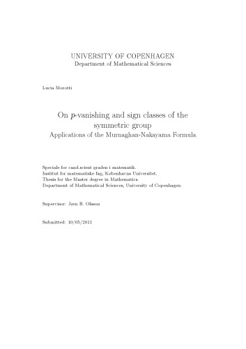 On p-vanishing and sign classes of the symmetric group, Applications of the Murnaghan-Nakayama formula
