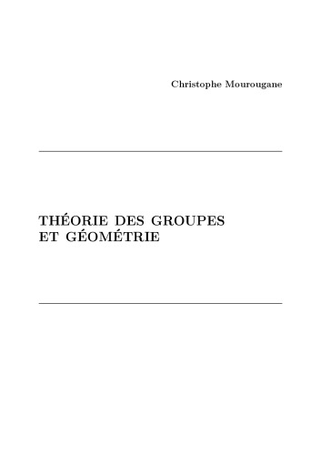 Théorie des groupes et géométrie
