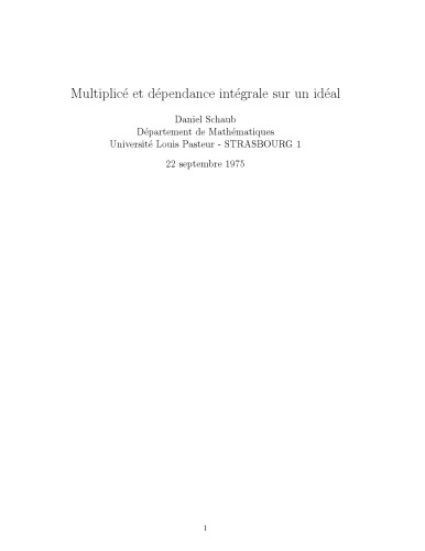 Multiplicité et dépendance intégrale sur un idéal