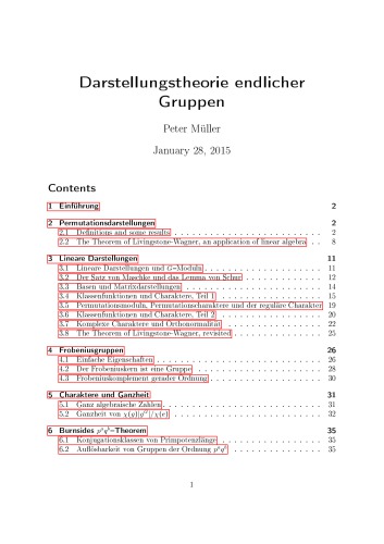Darstellungstheorie endlicher Gruppen