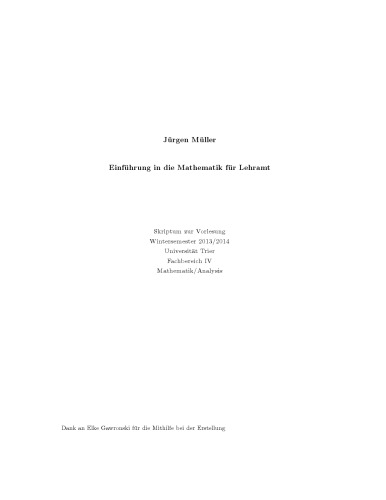 Einführung in die Mathematik für Lehramt