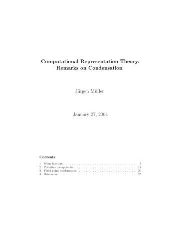 Computational Representation Theory: Remarks on Condensation