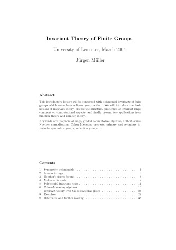 Invariant Theory of Finite Groups