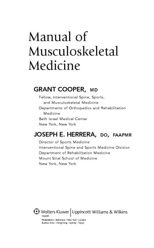 Manual of Musculoskeletal Medicine
