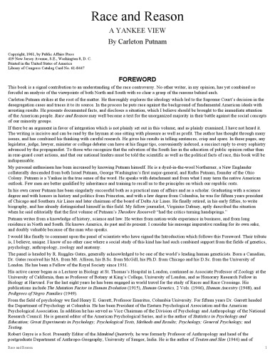 Race and Reason: A Yankee View