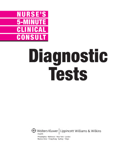 Nurse’s 5-Minute Clinical Consult: Diagnostic Tests