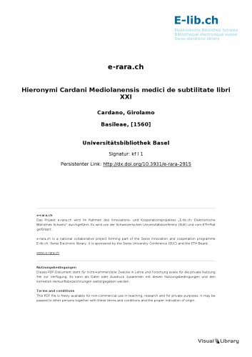 Hieronymi Cardani Mediolanensis medici de subtilitate libri XXI