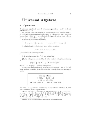 Universal Algebras