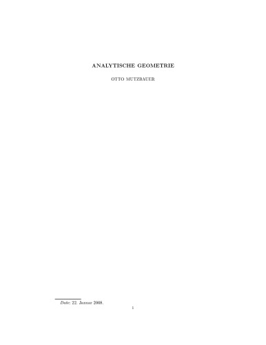 Analytische Geometrie